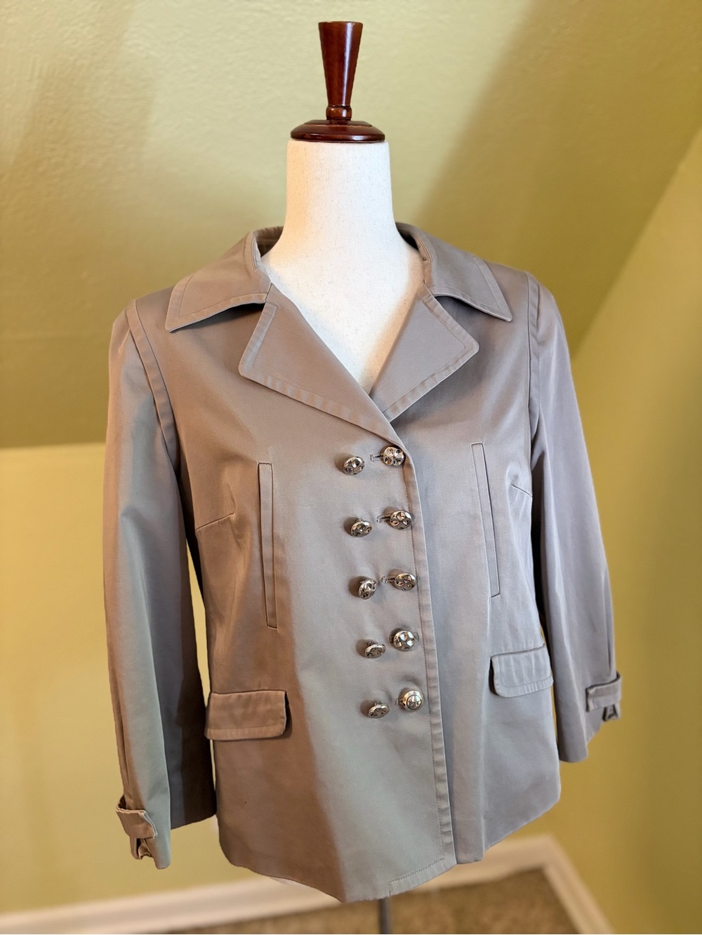 Per Se Double-Breasted Taupe Trench Coat